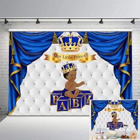 img 4 attached to 👑 Mehofoto Royal Baby Shower Backdrop: Ethnic Little Prince Gold Crown Photo Background 7x5ft in Royal Blue and Silver – Perfect for Stunning Baby Shower Decorations