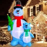 turnmeon 10ft tall christmas inflatables: polar bears family with christmas tree - led lighted yard decoration for outdoor holiday home party логотип