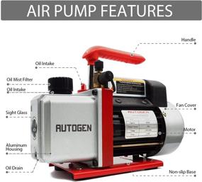 img 3 attached to 🔧 Powerful AUTOGEN Portable 4CFM 1/3HP Air Vacuum Pump: Ideal for HVAC R134a R12 R22 R502 A/C Refrigeration | Complete Kit with Manifold Gauge Set, Leak Detector & Carrying Tote (Without Oil)