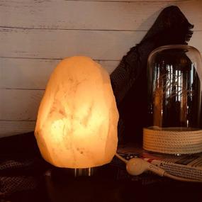 img 2 attached to 🔮 Enhance Your Space with Exquisite Rare Pearl White Himalayan Salt Lamp Lights: 2-Pack Set, 5-8 lbs Each, Platinum Base, Touch Dimmer Switch, Includes Salt Night Light and Salt Candle Holders