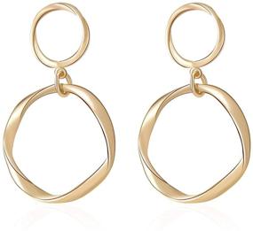 img 2 attached to 💎 D EXCEED Womens 4 Pairs Dangle Drop Earrings: Fashionable Geo Shaped Twist Wave Dangling Earrings for Women & Girls - Lightweight Linear Design Earring Sets