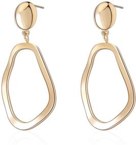 img 3 attached to 💎 D EXCEED Womens 4 Pairs Dangle Drop Earrings: Fashionable Geo Shaped Twist Wave Dangling Earrings for Women & Girls - Lightweight Linear Design Earring Sets