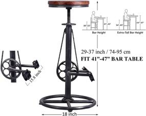 img 3 attached to 🚲 Rustic Swivel Bike Stool - Industrial Bar Stool with Height Adjustment Feature for Extra Tall Pub Height (29"-37") - Cast Iron Bicycle Bar Stool