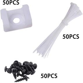 img 3 attached to 🔗 Pack of 50 White Cable Tie Base Saddle Mount Wire Holders, 6-inch Self-Locking Cable Zip Ties &amp; #8 x 0.6-inch Deep Thread Pan Head Screws