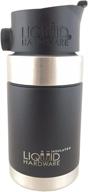 revolutionary liquid hardware aurora travel mug: unbeatable lid security, patented magnetic quick stick, stainless steel double wall insulation, leak-proof, bpa free - black, 12 oz логотип