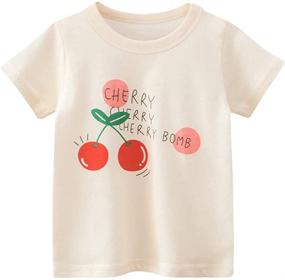 img 3 attached to Kivors Strawberry Short Sleeve Crewneck T Shirts Girls' Clothing and Tops, Tees & Blouses