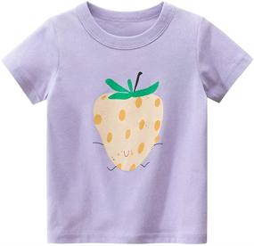 img 2 attached to Kivors Strawberry Short Sleeve Crewneck T Shirts Girls' Clothing and Tops, Tees & Blouses