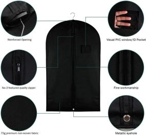 img 1 attached to 🧥 Suit Bag Garment Storage Bags - Travel Coat Covers Protector with Clear Window and ID Card Holder for Dress, Jacket, and Uniform - Set of 3, Black