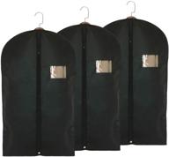 🧥 suit bag garment storage bags - travel coat covers protector with clear window and id card holder for dress, jacket, and uniform - set of 3, black logo