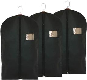 img 4 attached to 🧥 Suit Bag Garment Storage Bags - Travel Coat Covers Protector with Clear Window and ID Card Holder for Dress, Jacket, and Uniform - Set of 3, Black