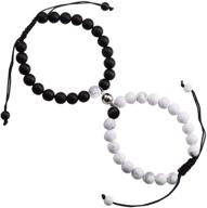 🧲 gbtbys natural stone beads magnetic bracelet set: perfect couples connect bracelet for him and her, ideal black/white couples gifts logo