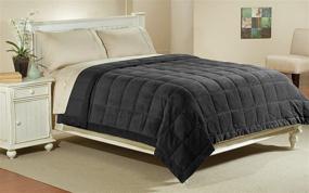 img 1 attached to Aeolus Down Luxlen Extra Long Twin XL Microfiber Blanket in Black - Reversible: Soft Plush to Satin Cool