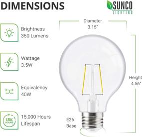 img 2 attached to 🌞 Sunco Lighting Clear Globe LED Light Bulbs 40W=3.5W, G25 Bulbs for Outdoor String Lights Edison Filament, Warm White 3000K, 350 Lumens, E26 Base, Dusk to Dawn Photocell Sensor, Round Vintage Style, UL Listed, Pack of 6