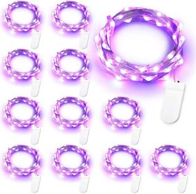 img 4 attached to 🎃 12-Pack Brizled Purple Fairy Lights, 20-LED Purple Halloween Lights, 6.56ft Battery Halloween String Lights, Indoor Twinkle Starry Lights with Silver Wire for DIY Home Halloween Bedroom Party Holiday Decor