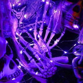 img 3 attached to 🎃 12-Pack Brizled Purple Fairy Lights, 20-LED Purple Halloween Lights, 6.56ft Battery Halloween String Lights, Indoor Twinkle Starry Lights with Silver Wire for DIY Home Halloween Bedroom Party Holiday Decor