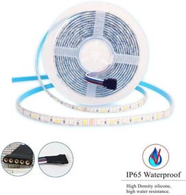 img 1 attached to 💡 Waterproof RGBW LED Strip Lights, 16.4ft (5M) 300 LEDs, 5050 SMD, Remote Control, Power Supply Included - RGBWW Set