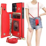 👝 bocasal red crossbody wallet case for iphone 12 mini (5.4 inch) with card holder, removable cross body strap, zipper card slot protector and shockproof purse cover logo