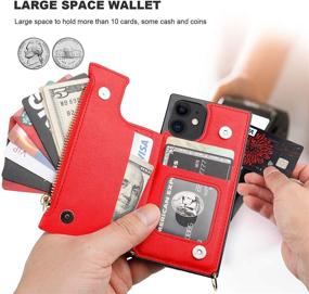 img 1 attached to 👝 Bocasal Red Crossbody Wallet Case for iPhone 12 Mini (5.4 inch) with Card Holder, Removable Cross Body Strap, Zipper Card Slot Protector and Shockproof Purse Cover