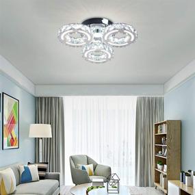 img 1 attached to 🔆 Finktonglan Modern Crystal Ceiling Lamps Acrylic LED Chandelier Lighting - 3 Rings Contemporary Flush Mount Pendant Light Fixture for Bedroom Living Room Hallway (Cool White) - Enhanced SEO