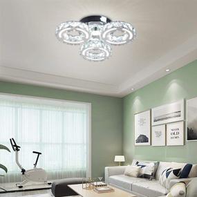 img 2 attached to 🔆 Finktonglan Modern Crystal Ceiling Lamps Acrylic LED Chandelier Lighting - 3 Rings Contemporary Flush Mount Pendant Light Fixture for Bedroom Living Room Hallway (Cool White) - Enhanced SEO