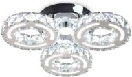 🔆 finktonglan modern crystal ceiling lamps acrylic led chandelier lighting - 3 rings contemporary flush mount pendant light fixture for bedroom living room hallway (cool white) - enhanced seo logo