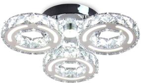 img 3 attached to 🔆 Finktonglan Modern Crystal Ceiling Lamps Acrylic LED Chandelier Lighting - 3 Rings Contemporary Flush Mount Pendant Light Fixture for Bedroom Living Room Hallway (Cool White) - Enhanced SEO