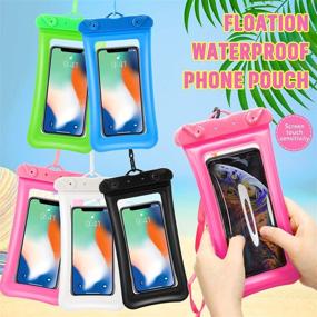 img 1 attached to 📱 Universal Waterproof Phone Pouch - Floatable Dry Bag for Cellphone - 5 Pack - Fits Smartphone up to 6.5 Inch - Beach, Underwater, Lanyard - Green, Rose Red, Blue, Black, White