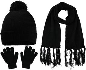 img 4 attached to 🧣 Stay Warm and Stylish: S W Girls Knit Scarf Gloves - Fashionable Girls' Accessories