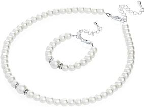 img 3 attached to Stylish Gift Set: Toddler Girl Necklace and Bracelet with Elegant Cream Simulated Pearls (GS-P-C-ALL)