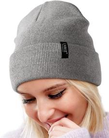 img 4 attached to 🧣 Winter Rib Knit Beanie Hat for Men and Women - Slouchy Cuffed Watch Cap, Acrylic Plain Skull Cap