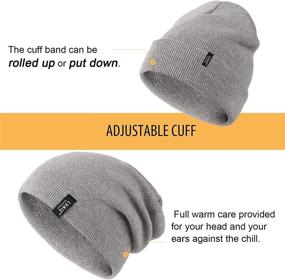 img 1 attached to 🧣 Winter Rib Knit Beanie Hat for Men and Women - Slouchy Cuffed Watch Cap, Acrylic Plain Skull Cap