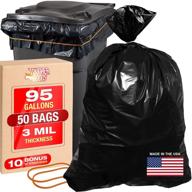 high-strength contractor bags for heavy-duty trash, storage & yard waste - 🗑️ 95 gallon, 3 mil black garbage liner by tougher goods (pack of 50) logo