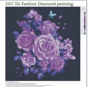 img 3 attached to PigBoss 5D Full Drill Purple Rose Flower Diamond Painting Kit - Sparkling Diamond Embroidery Crystals for Adults (13.8 x 13.8 inches)