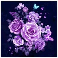 pigboss 5d full drill purple rose flower diamond painting kit - sparkling diamond embroidery crystals for adults (13.8 x 13.8 inches) logo