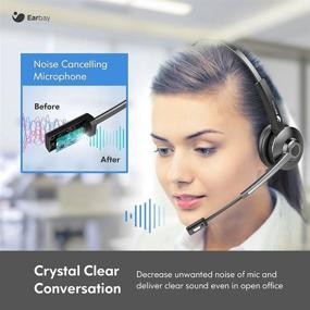 img 2 attached to 🎧 Беспроводная гарнитура Bluetooth для водителей грузовиков с микрофоном - 26 часов разговора, шумоподавляющий микрофон и функция отключения звука, идеально подходит для мобильных телефонов, офиса, ПК, iPhone, Android, планшетов - для бизнеса и домашнего использования.