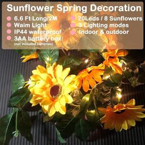 img 3 attached to 🌻 Vibrant Sunflowers Decoration: 6.6ft 20 LED Garland String Lights for Halloween, Thanksgiving, Fall Indoor Outdoor Autumn Christmas - Waterproof & Battery Powered