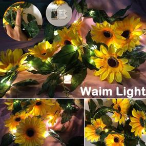 img 2 attached to 🌻 Vibrant Sunflowers Decoration: 6.6ft 20 LED Garland String Lights for Halloween, Thanksgiving, Fall Indoor Outdoor Autumn Christmas - Waterproof & Battery Powered