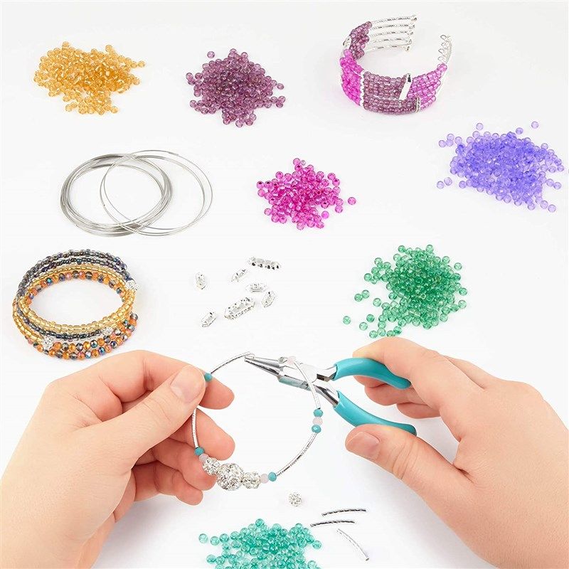 Beads for Kids Crafts, 1100 Jewelry Making Kit Includes Scissor, String,  Instruction and Accessories for Bracelet Making, Toys for Girls by Inscraft