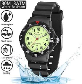 img 2 attached to ⌚ Waterproof Analog Kids Watch: Sporty Outdoor Wrist Watch for Boys & Girls, Age 3-12 - Teach Time & Luminous Features Included