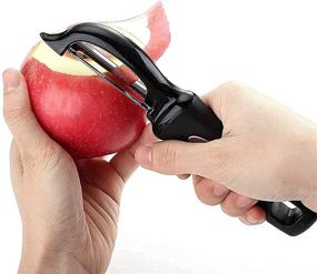 img 4 attached to Valor Kitchen Premium Vegetable Peeler: Stainless Steel Swivel Blade Potato Peeler with Built-In Blemish Remover for Effortless Kitchen Peeling - Black