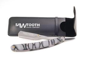 img 2 attached to 🪒 Sawtooth Shave Co's Straight Razor: Stylish Acrylic Handle, Carrying Case, 10x Replaceable Blades & Silver Blade