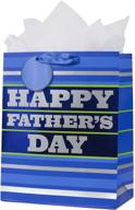 🎁 hallmark 13" large father's day gift bag & tissue paper - blue stripes, "happy father's day" - perfect for dads, step-dads, grandfathers, uncles, and expectant dads logo