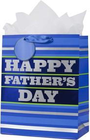 img 4 attached to 🎁 Hallmark 13" Large Father's Day Gift Bag & Tissue Paper - Blue Stripes, "Happy Father's Day" - Perfect for Dads, Step-Dads, Grandfathers, Uncles, and Expectant Dads