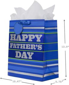 img 2 attached to 🎁 Hallmark 13" Large Father's Day Gift Bag & Tissue Paper - Blue Stripes, "Happy Father's Day" - Perfect for Dads, Step-Dads, Grandfathers, Uncles, and Expectant Dads