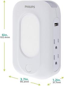 img 3 attached to Philips 4-Outlet Extender with 2-USB Surge Protector, Light-Sensing Night Light, Side Access, 3-Prong, Charging Station, SPP6241WC/37, White, 1 Pack