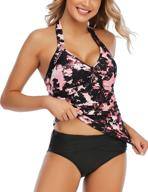 👙 halter v-neck tankini swimsuits: slimming athletic bathing suits for plus size women and girls logo