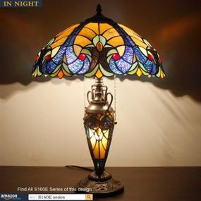 img 3 attached to 🌟 Tiffany Style Liaison Table Lamp with Rustic Vintage Base and Yellow Stained Glass - 24" Tall, Perfect for Lover Living Room Bedroom Bedside Nightstand Home Office Family - Includes LED Bulb WERFACTORY