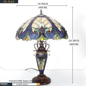 img 1 attached to 🌟 Tiffany Style Liaison Table Lamp with Rustic Vintage Base and Yellow Stained Glass - 24" Tall, Perfect for Lover Living Room Bedroom Bedside Nightstand Home Office Family - Includes LED Bulb WERFACTORY