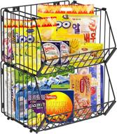 📦 auledio stackable baskets organizer: wall-mounted hanging wire baskets, vertical storage solution for fruits, produce, bathroom, pantry organization (set of 2) логотип