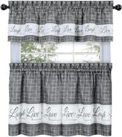 🏡 charming country gingham check café plaid kitchen curtain set - live~laugh~love design - assorted colors & sizes available (gray, 24 in. l) logo